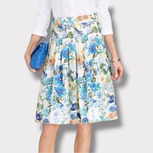 Talbots Floral Midi A-Line Pleated Skirt